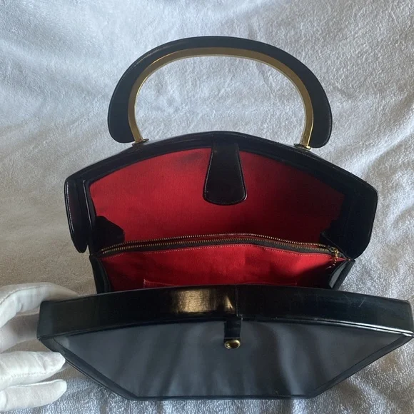 🔥❤️👋🏻 EUC Coblentz Original 1950s Vintage Black Structured Handbag 👋🏻❤️🔥 - Picture 8 of 16